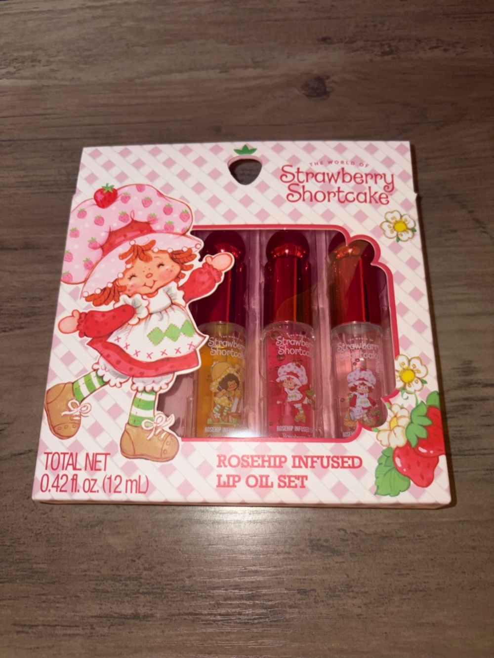 🆕💜 Strawberry Shortcake Rosehip Lip Oil Set Pink 3pc Gloss Hydrating Gift NWT